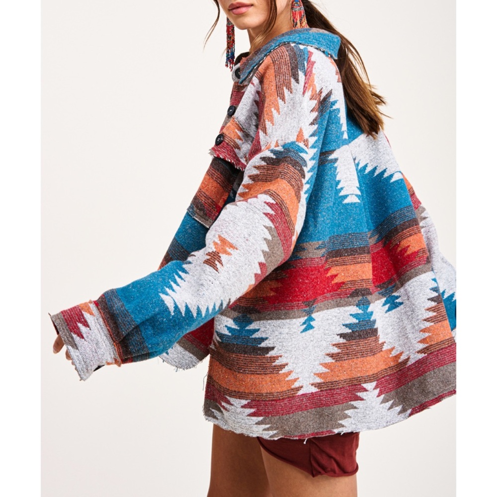 Last S then sold out! 5 Star Rated New Boho Aztec Southwest High Low Jacket - Picture 7 of 11